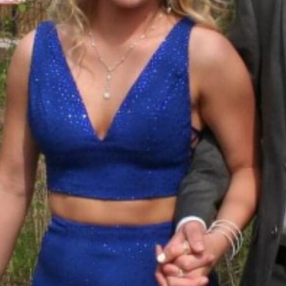 Sherri Hill Prom Hoco Dress Formal Gown Sequins Royal Blue Size 6 Bedazzled - Picture 3 of 14